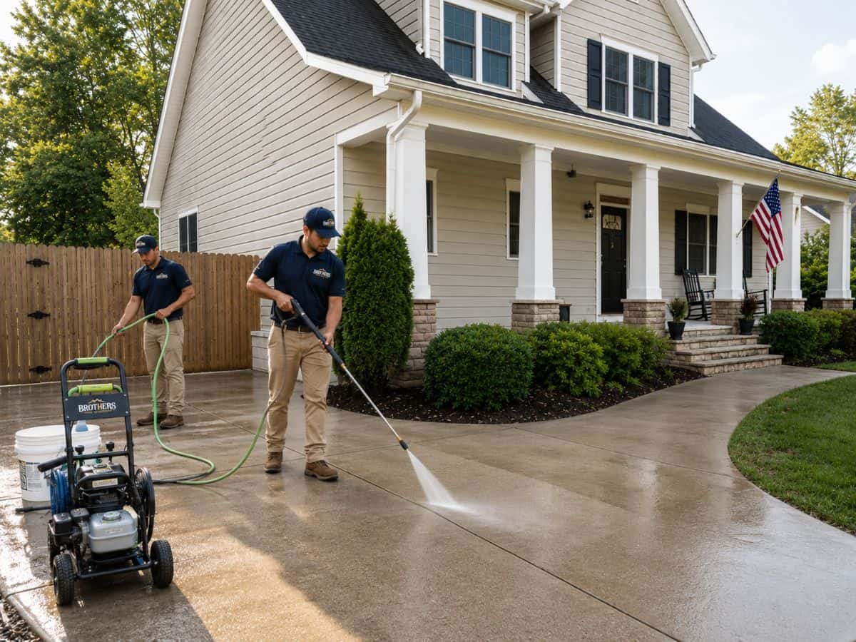 Driveway and walkway washing Asheville NC after