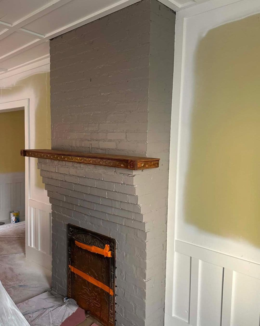 Interior fireplace painting Asheville NC before