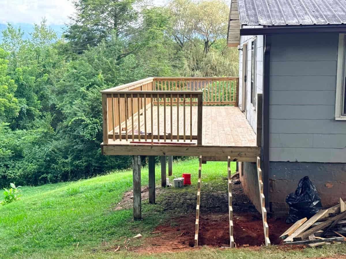 Backyard deck stairs Asheville NC by Brothers Fence Solutions