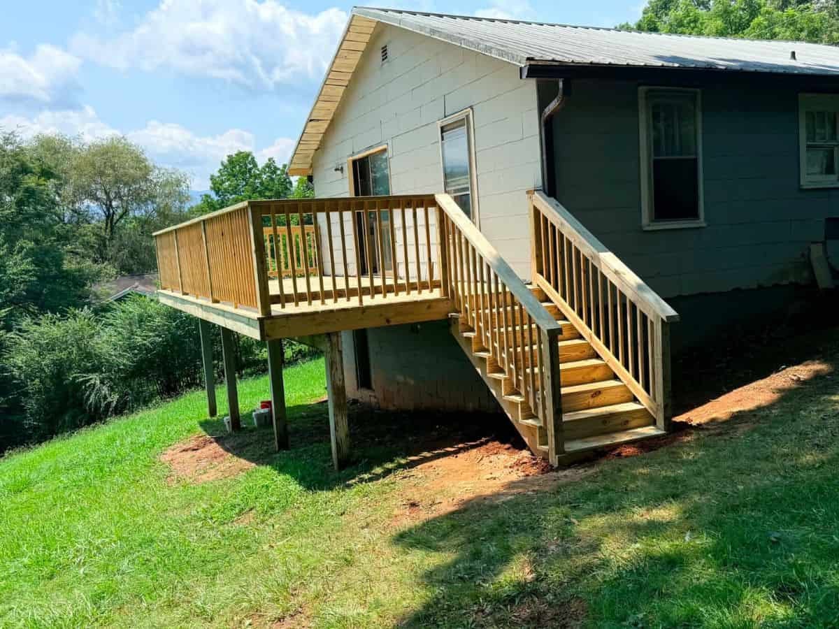 Raised porch stairs Asheville NC by Brothers Fence Solutions