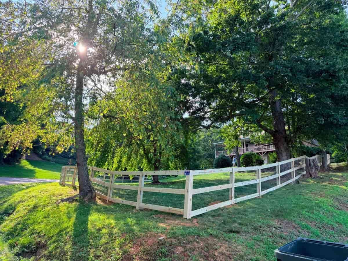 Wood fence wooded yard Asheville NC by Brothers Fence Solutions